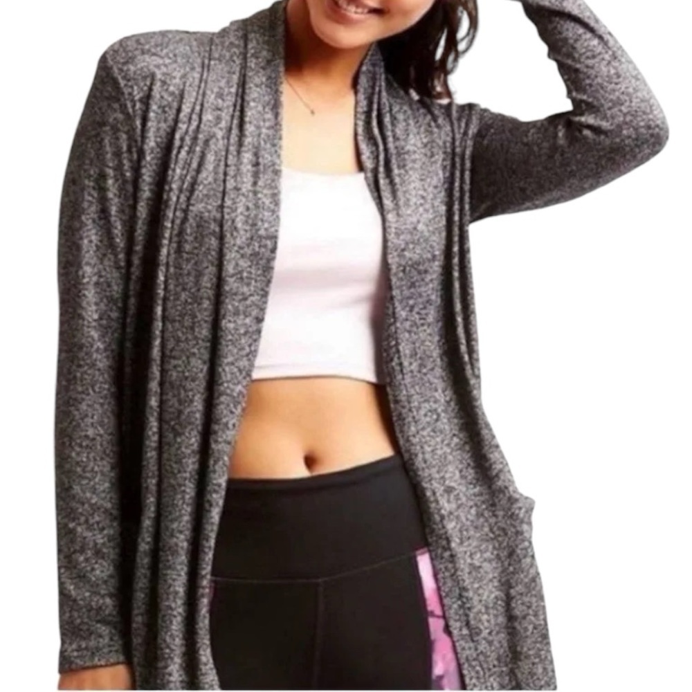 Athleta Pose Wrap Open Front Cardigan Sweater Gray Size XS Cozy Athleisure yoga